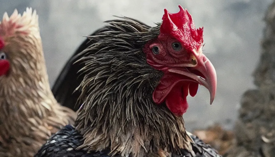 Prompt: big budget movie about the world's most evil chicken.