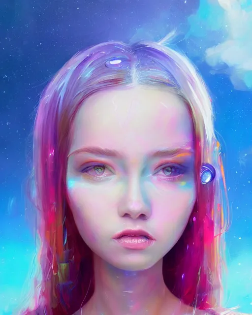 Prompt: portrait of alien girl, beautiful landscape, highly detailed, pretty face, machine planet, glass obelisks, full of color, advanced technology, cinematic lighting, sharp focus, artstation, intricate, masterpiece, art by maria panfilova and dylan kowalski and huifeng huang