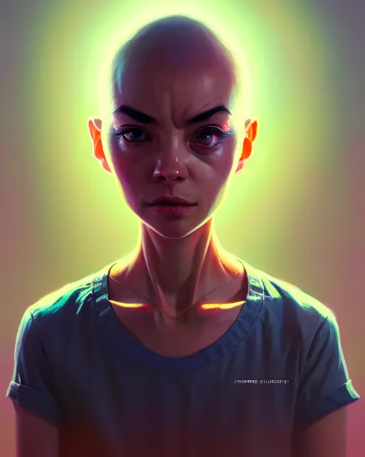 Image similar to hyper - realistic portrait of a cute alien, face angle, gta v cover art, celshading, sharp focus, intricate, detailed, rhads, andreas rocha, makoto shinkai, lois van baarle, ilya kuvshinov, greg rutkowski, dynamic lighting, grunge aesthetic, 4 k