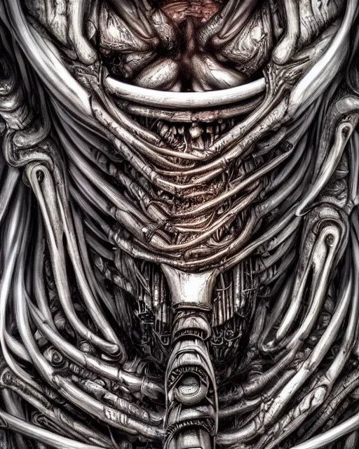 Image similar to coffee by hr giger, biomechanical, 4 k, hyper detailed