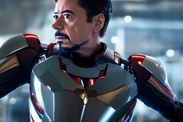 Image similar to a still from film tony stark in squid game , high detail, high resolution, 8K, HD