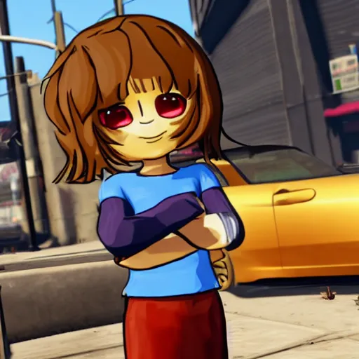 Image similar to Frisk from undertale in GTA V,