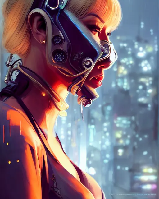 beautiful blonde female assassin, wearing cyberpunk, Stable Diffusion