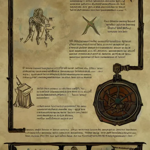 Prompt: A world where humanity remained loyal to archaic forces, and what followed was an unprecedented era of spiritual alchemy, Infographic and Marginalia, set design, Artstation, epic