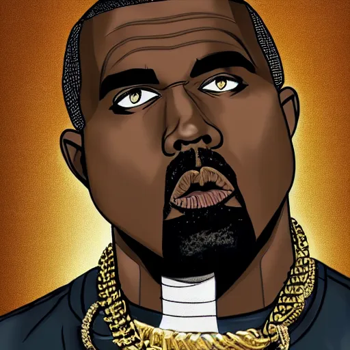 Image similar to kanye west drawn in the style of jojo's bizarre adventure