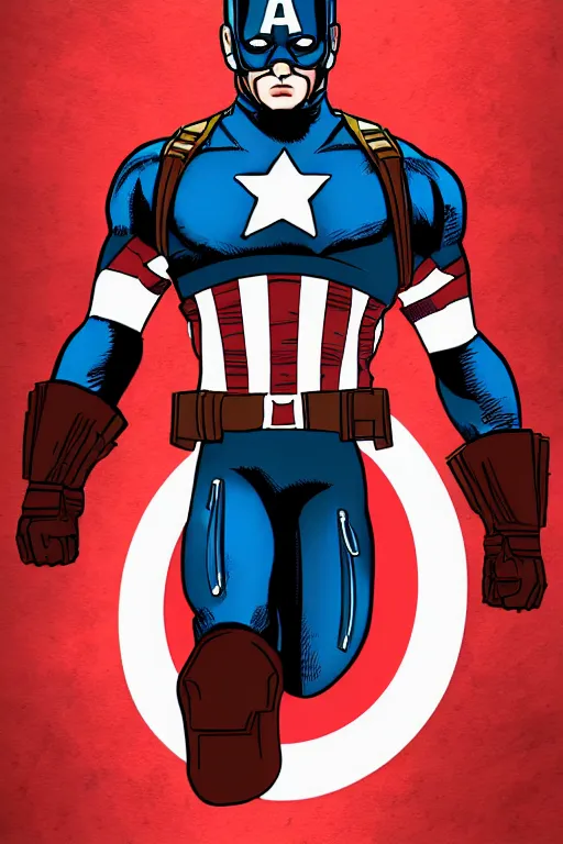 Prompt: Captain America high quality digital painting in the style of Laurie Greasley