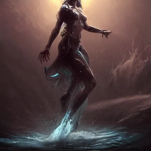 Image similar to water humanoid tornado character, epic fantasy style, in the style of Greg Rutkowski, mythology artwork