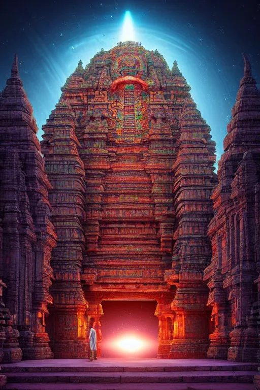 Prompt: alien portal made out of hindu temples by stanley kubrick and tooth wu and wlop and beeple