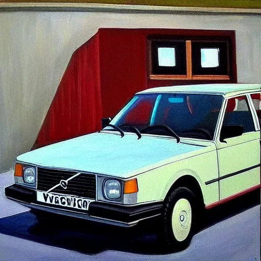 Prompt: volvo 240, oil painting, raphael high renaissance, stunning details