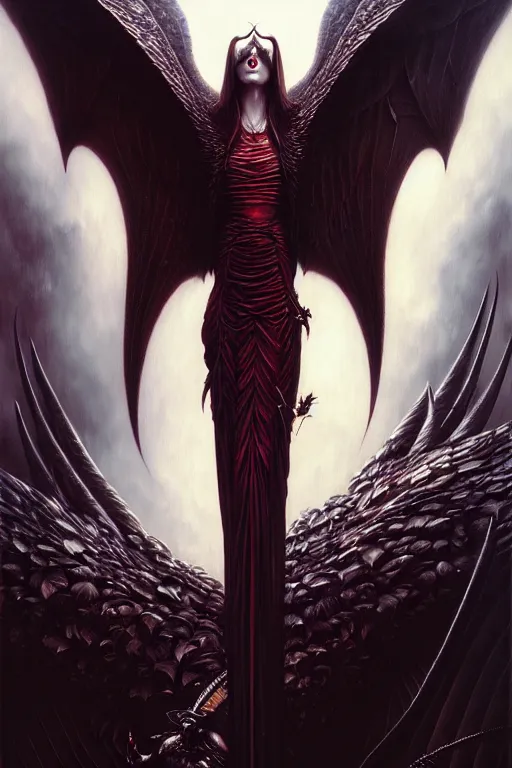 Prompt: winged vampire by anna podedworna, ayami kojima, greg rutkowski, giger, maxim verehin