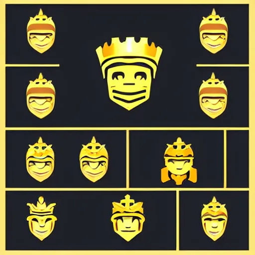 Image similar to gaming emoji concept gold armor crown style of emoji, vector art, white background, no watermark white background