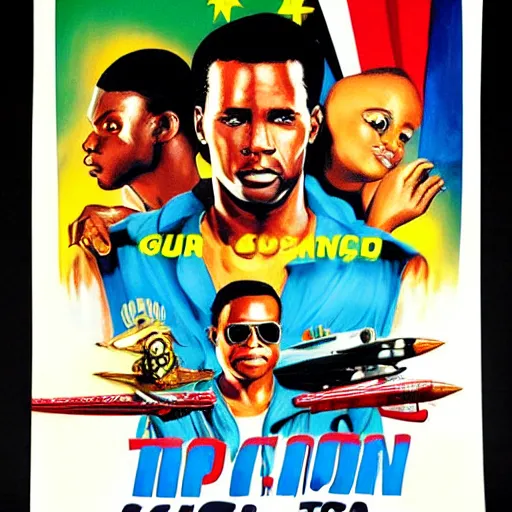 Image similar to ghana movie poster for top gun, painted