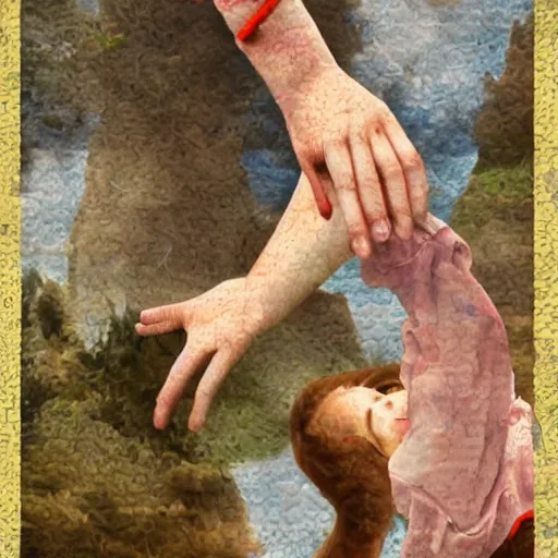 Prompt: hand reaching out to save a life, digital art, inspired by sophie anderson