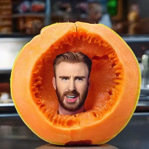 Image similar to chris evans as a cantaloupe