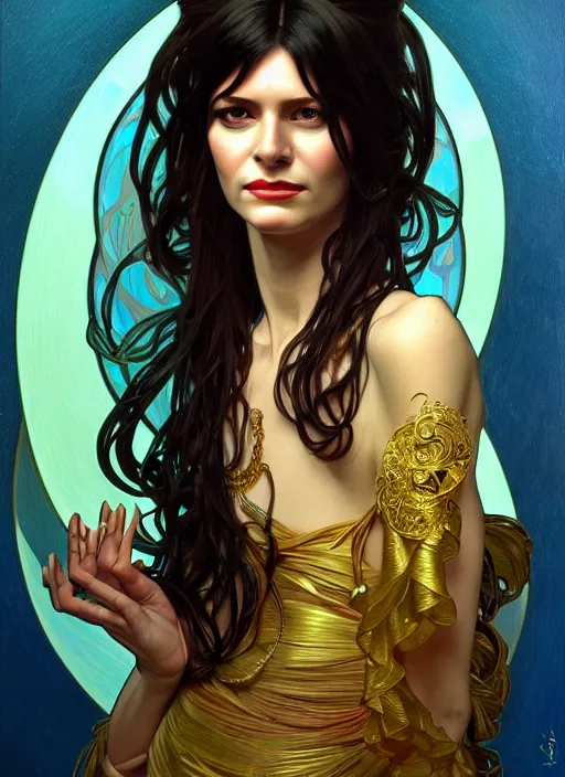 Prompt: oil portrait of vriska serket, intricate, elegant, highly detailed, lighting, painting, artstation, smooth, illustration, art by greg rutowski and alphonse mucha