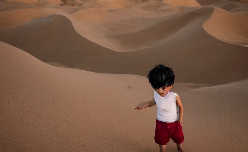 Image similar to a luffy in sand dunes, photography