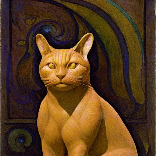 Image similar to masterpiece sculpture of a cloisonne cat head, by annie swynnerton and diego rivera and nicholas roerich and jean delville, symbolist, dramatic lighting, god rays, art brut, rich colors, smooth, sharp focus, extremely detailed, adolf wolfli and ( donato giancola and bilibin )