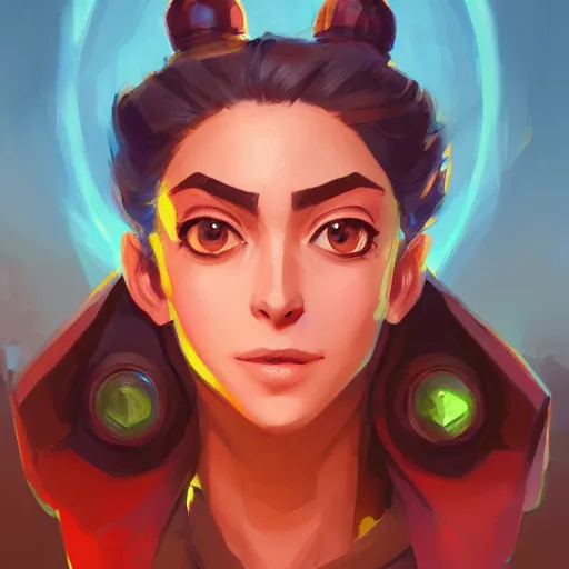 Image similar to profile portrait, maya ali mage, gloomhaven, dynamic lighting, gaudy colors, octane render aesthetic, matte painting concept art, official fanart behance hd artstation by jesper ejsing, by rhads and makoto shinkai and lois van baarle and ilya kuvshinov and rossdraws