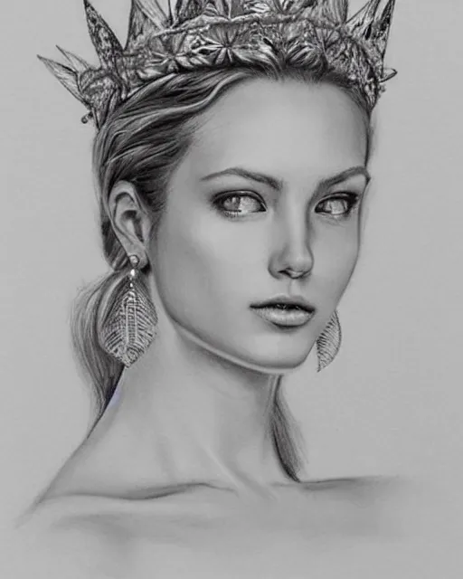 Beautiful Queen Or Princess Black And White Vector Portrait Stock  Illustration - Download Image Now - iStock