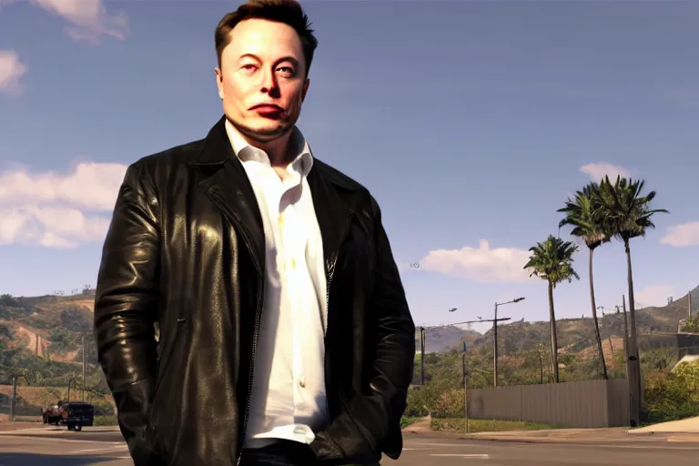 Image similar to elon musk in a gta v loading screen