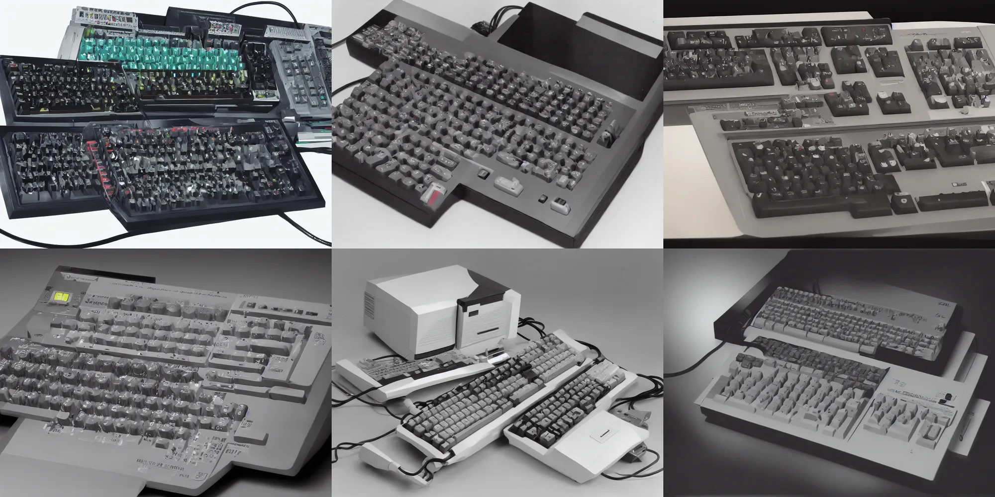 Prompt: c64 and zx spectrum fused into one computer, 1984, studio lighting