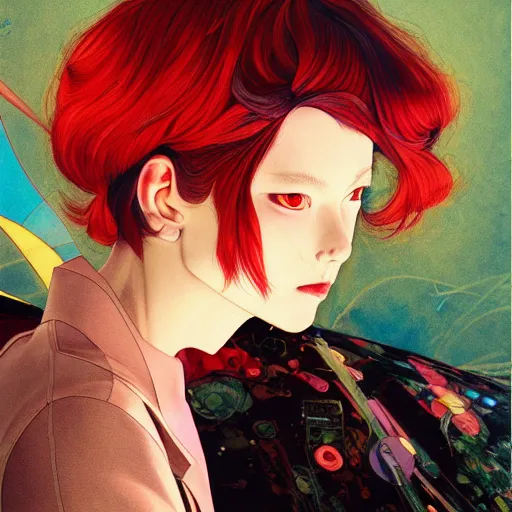 Image similar to prompt : fashion tv character portrait soft light painted by james jean and katsuhiro otomo and erik jones, inspired by akira anime, smooth face feature, intricate oil painting, high detail illustration, sharp high detail, manga and anime 1 9 9 9