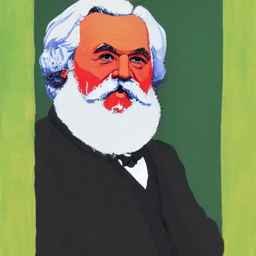 Image similar to portrait of karl marx by david hockney