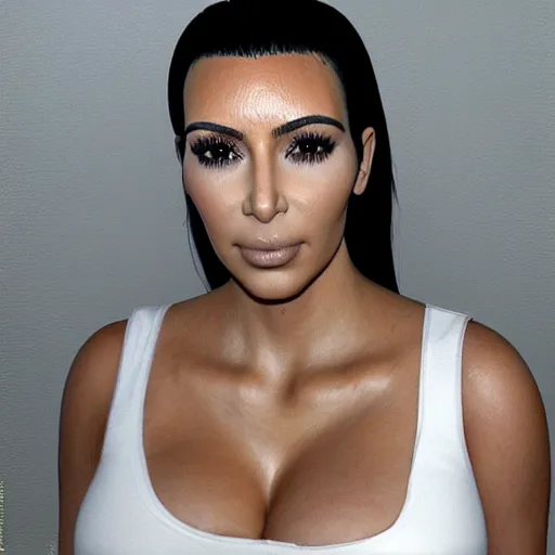 Prompt: sad kim kardashian mugshot, 8 k