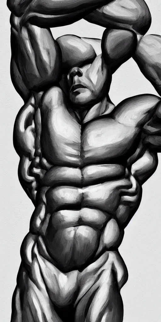 Image similar to minimal thick long paint brush strokes, outline suggesting the physique of one!!! thin athletic man posing dramatically, closeup, matte paint colors, long flowing brush strokes, abstract painting trending on artstation