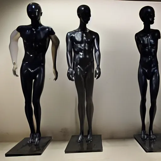 Prompt: melting male mannequins