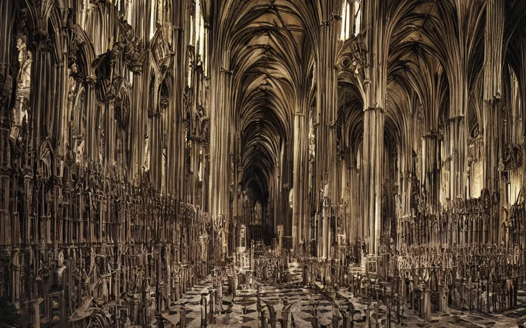 Image similar to cathedral made of flesh and bones, realistic, old color photograph, dynamic composition, creepy