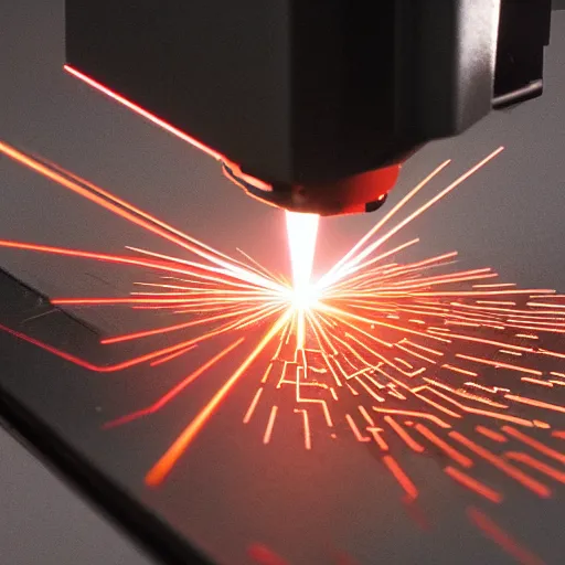 Image similar to laser cutting head off cinematic motion detailed