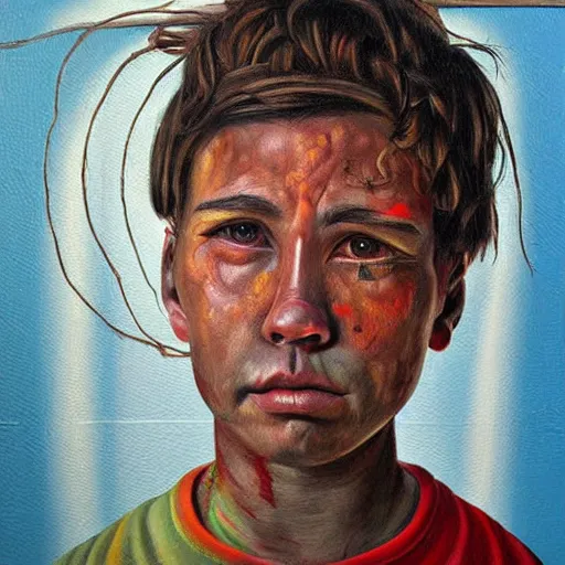 Prompt: worker face, hyperrealistic painting, figurative art, pop surrealism, poster art