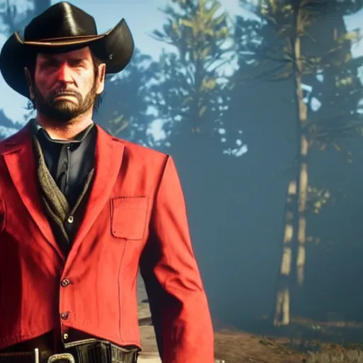 Image similar to a man wearing suit in red dead redemption 2