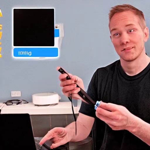 Prompt: Linus Tech Tips reviewing a calculator
