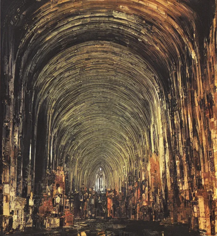 Image similar to underground cathedral, oil painting by katsuhiro otomo