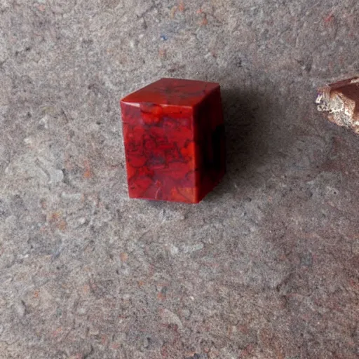 Prompt: a large cube made of red jasper