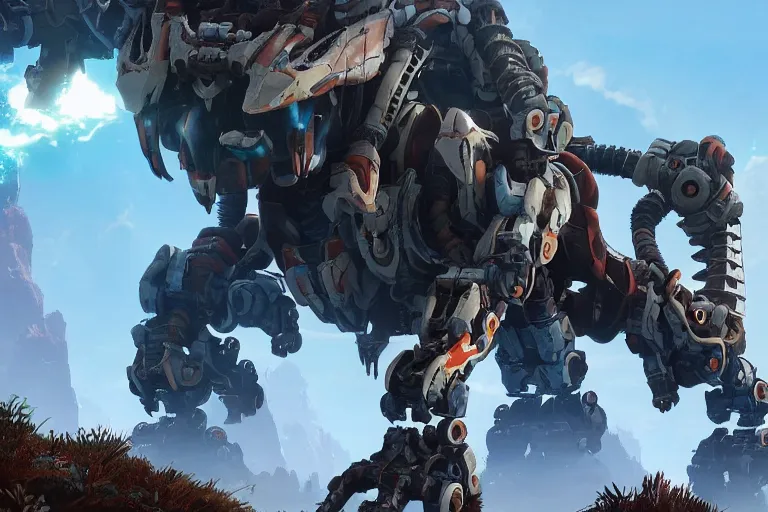 Image similar to burrower machine mecha animal beast robot of horizon forbidden west horizon zero dawn bioluminiscence global illumination ray tracing hdr fanart arstation by sung choi and eric pfeiffer and gabriel garza and casper konefal