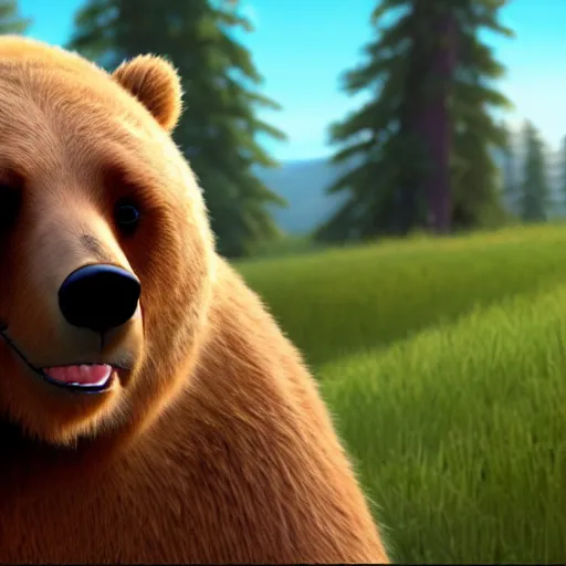 Image similar to a bear as a pixar character, 8 k