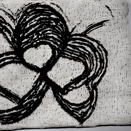 Image similar to A depiction of love on a burnt napkin, by Lucien Clergue and R. Crumb