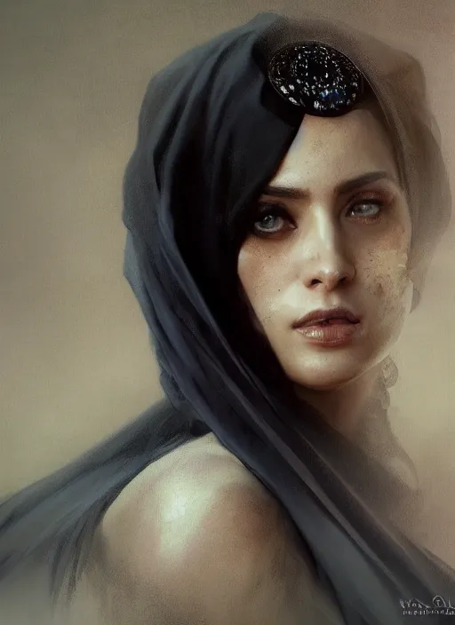 Image similar to a Photorealistic dramatic hyperrealistic render of an arab ameera al taweel, blue eyes, black hair, white veil,by WLOP,Artgerm,Greg Rutkowski,Alphonse Mucha, Beautiful dynamic dramatic dark moody lighting,shadows,cinematic atmosphere,Artstation,concept design art,Octane render,8K