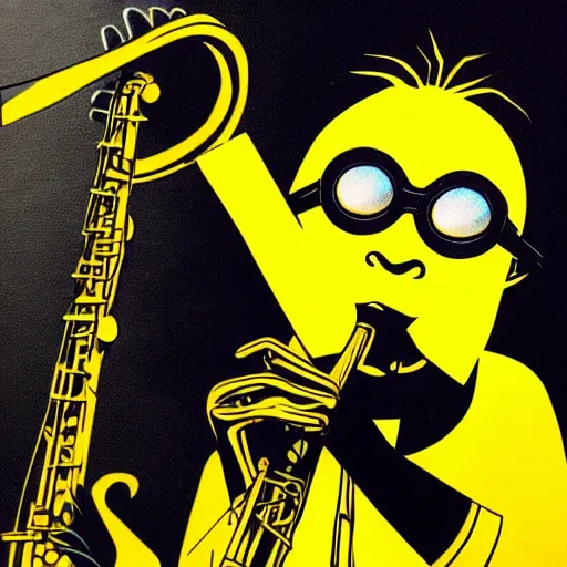 Prompt: Miles Davis as a yellow minion