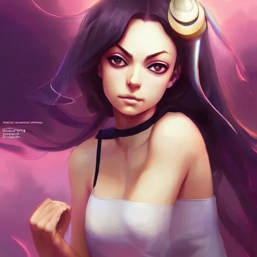 Image similar to mila kunis as an anime character, by charlie bowater, loish, artgerm, krenz cushart, wlop, trending on artstation