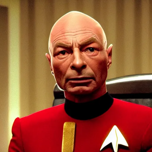 Prompt: a still of 2 1 savage as captain picard in star trek the next generation, 8 k