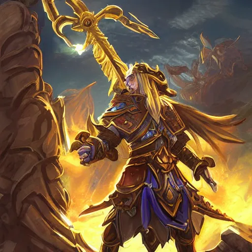 Prompt: a giant golden sword, a broad blade sword weapon, hearthstone art style, epic fantasy style art, fantasy epic digital art, epic fantasy card game art