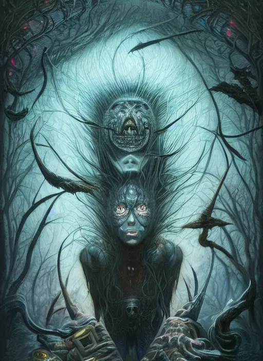 Image similar to trent reznor glowing eyes, shamanic poster lsd art, intricate, elegant, highly detailed, centered, digital painting, artstation, concept art, smooth, sharp focus, illustration, artgerm, tomasz alen kopera, peter mohrbacher, donato giancola, joseph christian leyendecker, wlop, frank frazetta