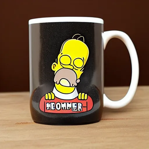 Prompt: homer simpson mug