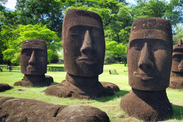 Image similar to how moai statues were built, 4k