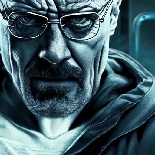 Prompt: Walter White as Venom (2018), 4k, insanely detailed, half face symbiote half face human