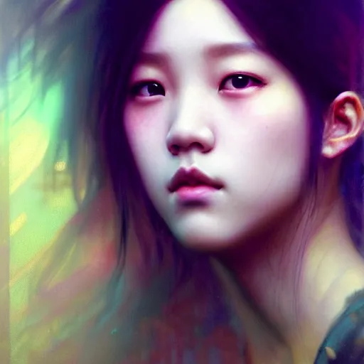 Image similar to jisoo of blackpink, hyperrealistic portrait, bladerunner street, art of elysium by jeremy mann and alphonse mucha, fantasy art, photo realistic, dynamic lighting, artstation, poster, volumetric lighting, very detailed face, 8 k, award winning